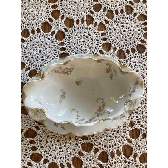 Haviland Limoges France Schleiger Gravy Boat Floral Cottagecore Antique 7” - Picture 5 of 6